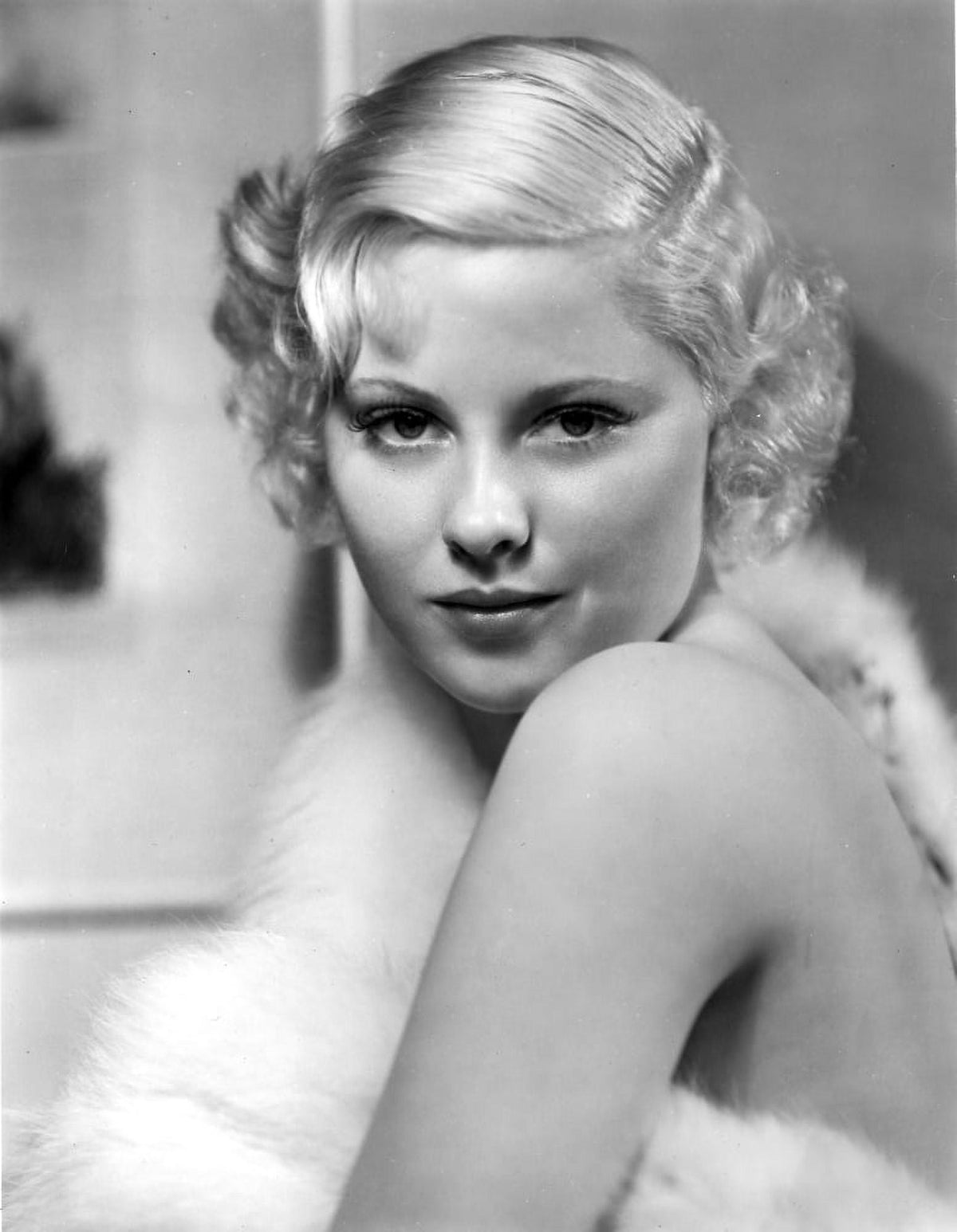 Portrait of Mary Carlisle wearing a furry dress photo print