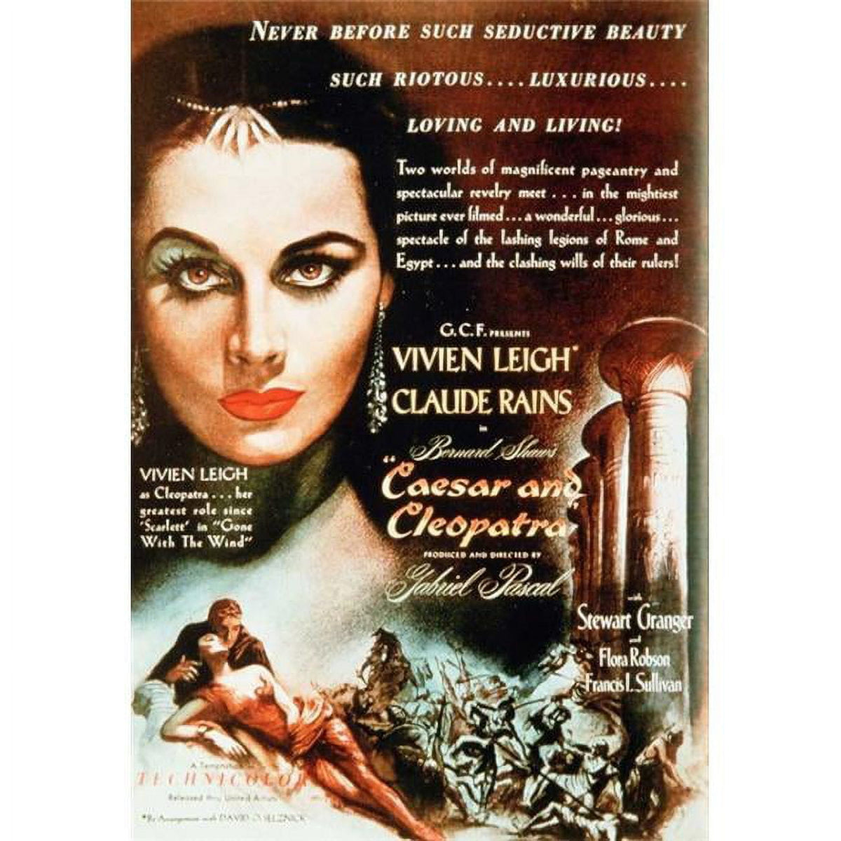 Caesar and Cleopatra movie poster print 27 x 40 inches.