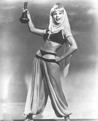 Black and white photo print of Barbara Eden from I Dream of Jeannie.