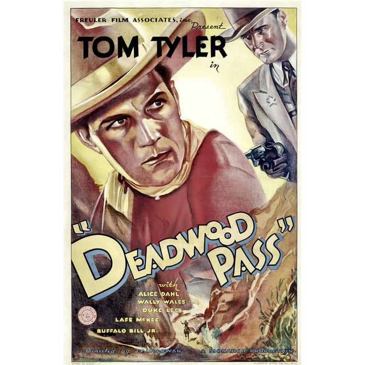 Deadwood Pass movie poster featuring Tom Tyler and Lafe Mckee from 1933.
