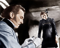 The Curse of Frankenstein photo print featuring Peter Cushing and Christopher Lee from the 1957 film.