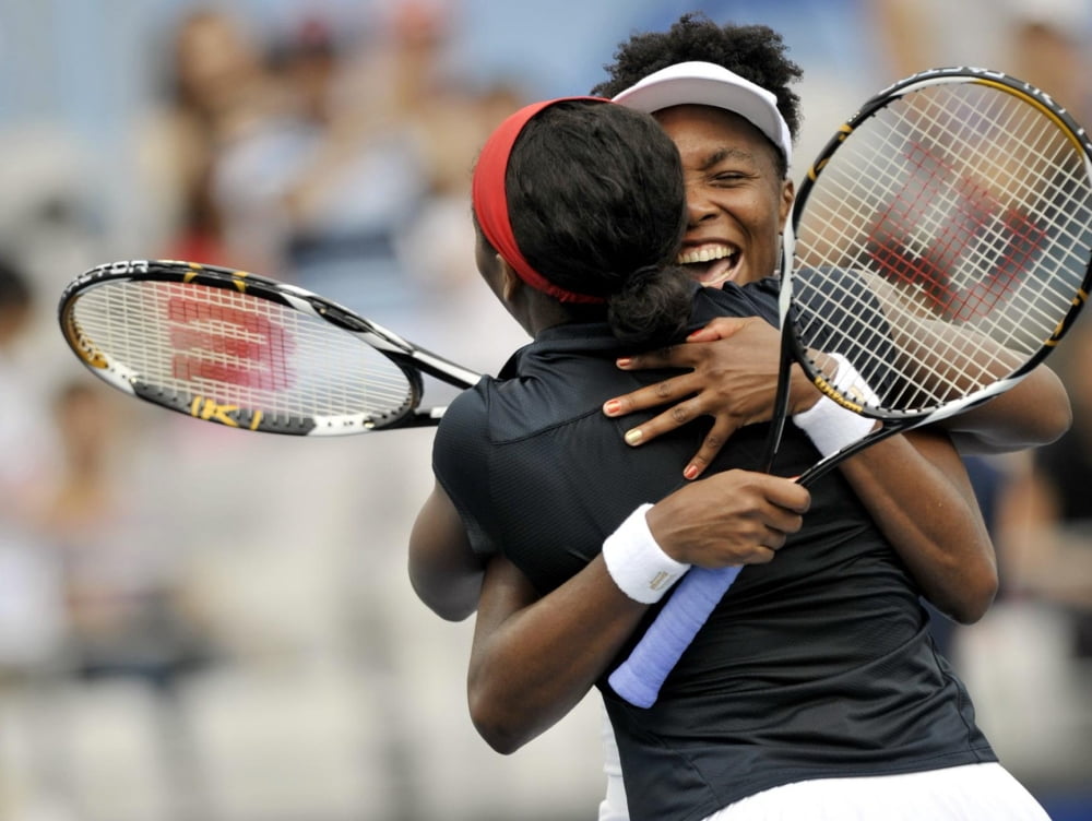 Serena and Venus Williams tennis poster print from the 2008 Beijing Olympics