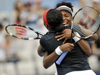 Serena and Venus Williams tennis poster print from the 2008 Beijing Olympics