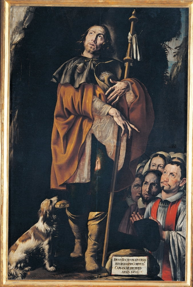Saint Rocco Poster Print - A vibrant depiction of the revered figure, available in multiple sizes.