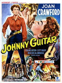 Johnny Guitar Movie Masterprint Poster featuring Joan Crawford and Sterling Hayden from the 1954 film.