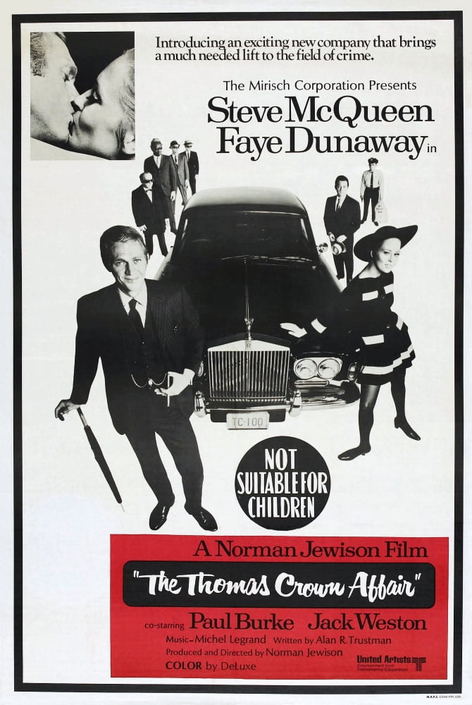 The Thomas Crown Affair movie poster print featuring Steve McQueen and Faye Dunaway.
