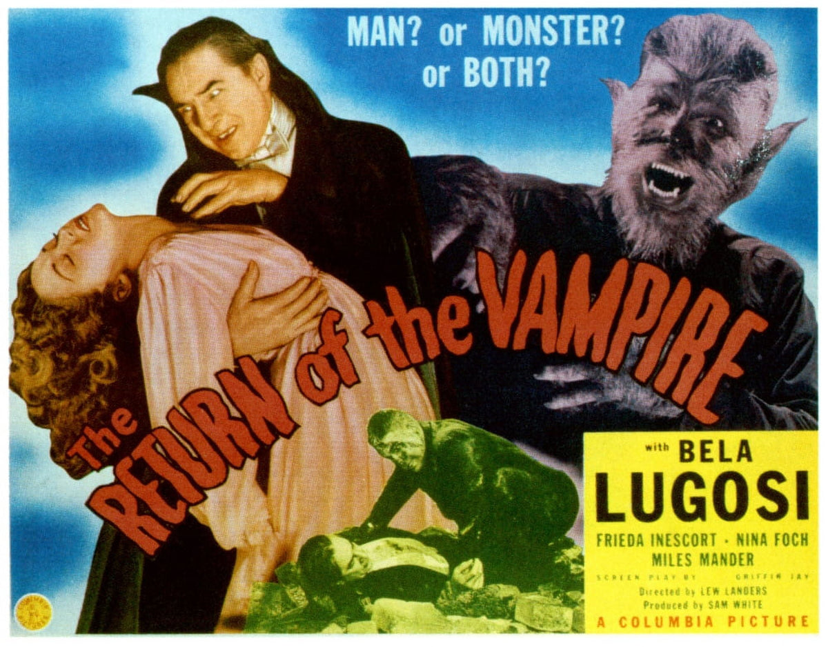 The Return Of The Vampire movie poster featuring Nina Foch and Bela Lugosi.