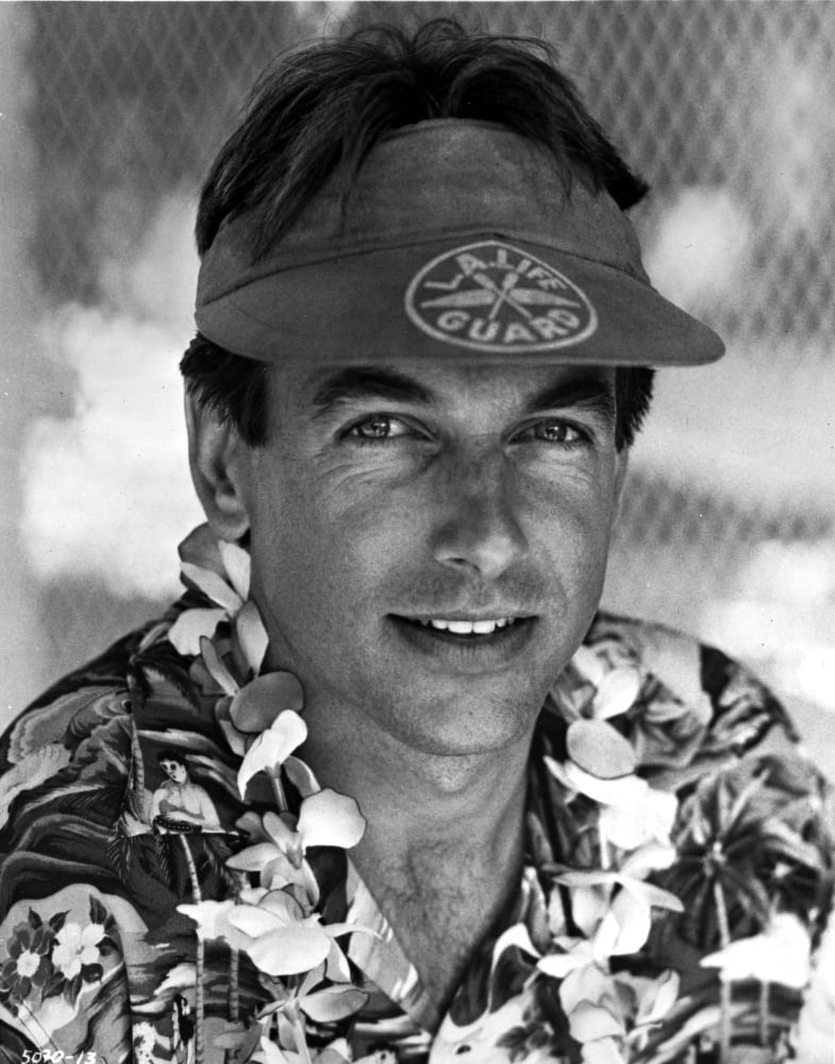 Mark Harmon wearing a lifeguard visor photo print