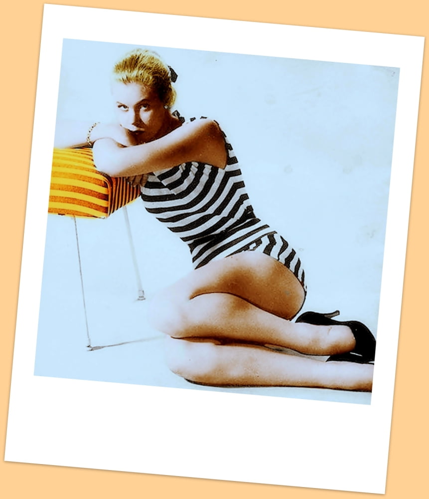 Elizabeth Montgomery striped Polaroid photo print in multiple sizes.
