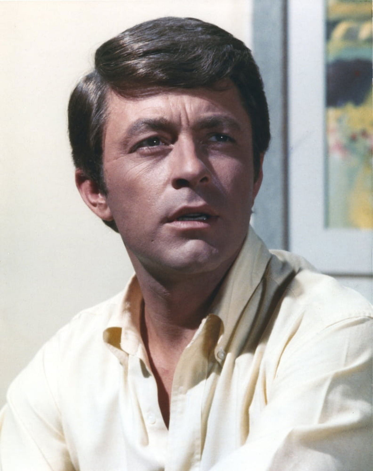 Bill Bixby portrait photo print in yellow long sleeve shirt, available in multiple sizes.