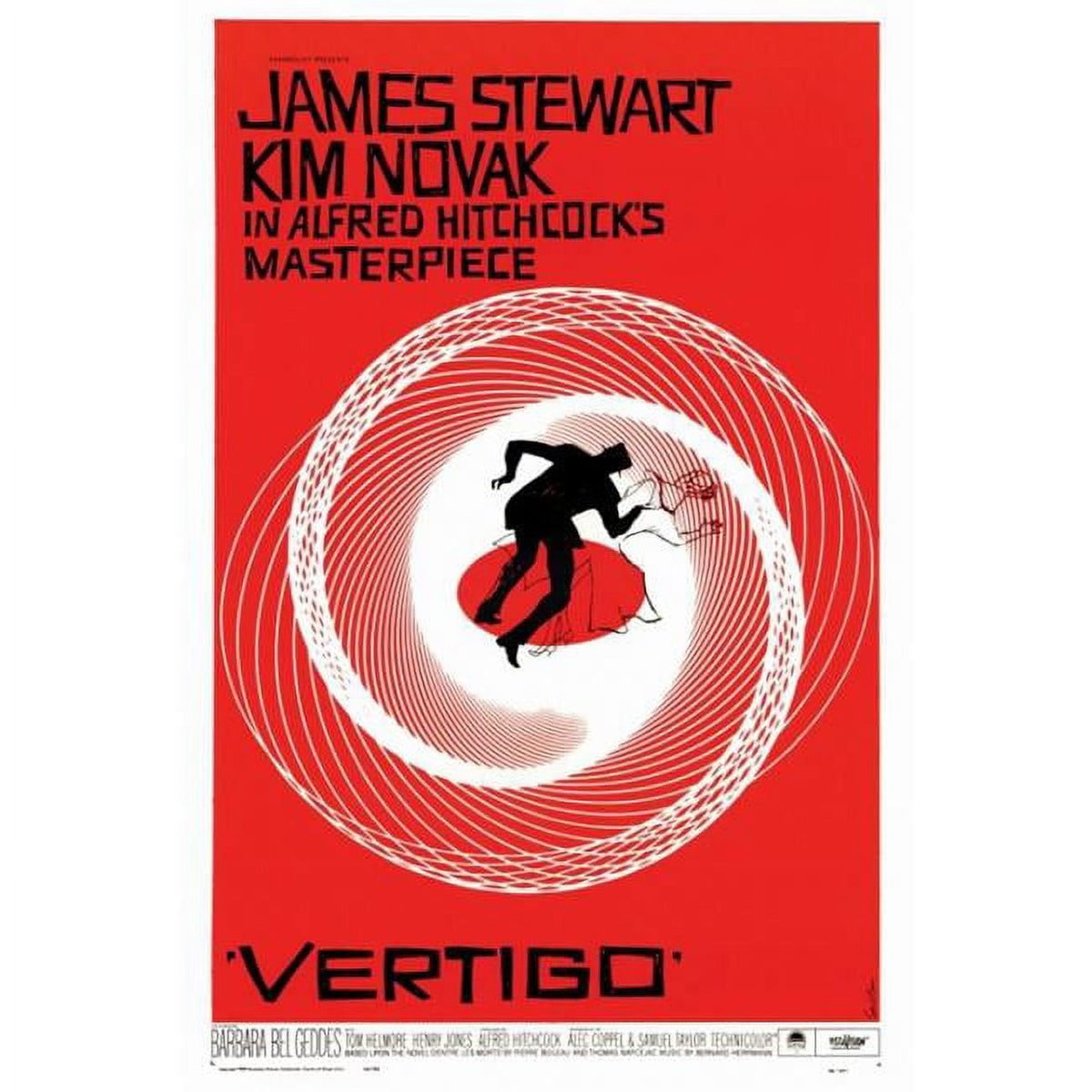 Vertigo movie poster print featuring iconic Hitchcock film art.