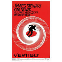 Vertigo movie poster print featuring iconic Hitchcock film art.