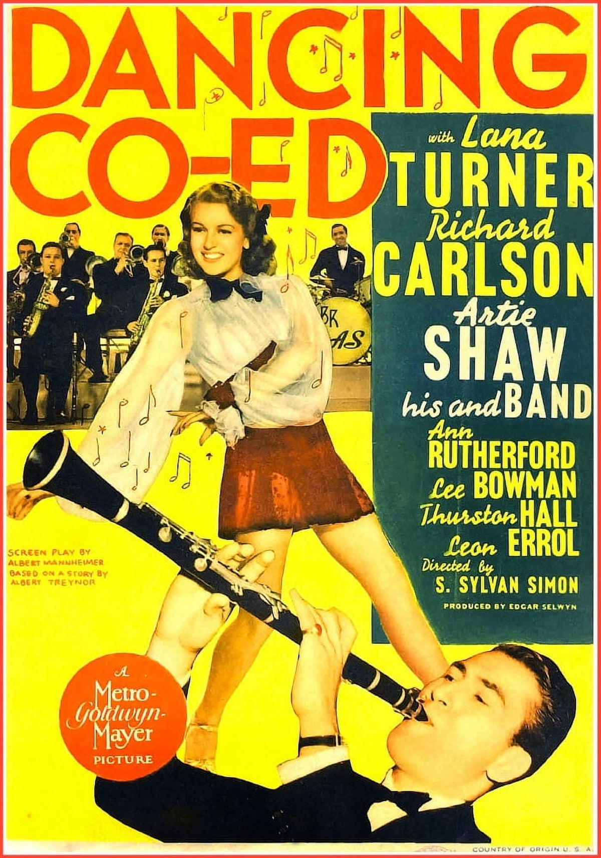 Dancing Co-Ed movie masterprint poster featuring Lana Turner and Buddy Rich.