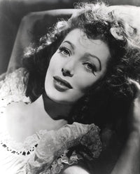 Loretta Young portrait lying with curly hair photo print