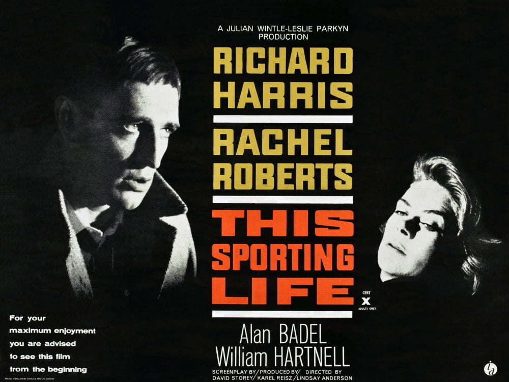 This Sporting Life movie lobby card featuring Richard Harris and Rachel Roberts