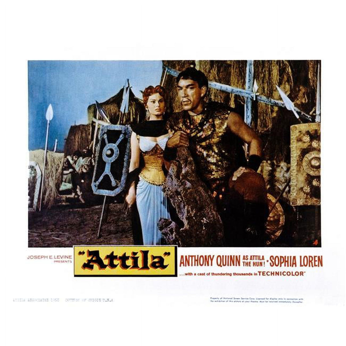 Sophia Loren and Anthony Quinn movie poster from Aka Attila Il Flagello Di Dio (1954)