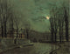 November Moonlight art print by John Atkinson Grimshaw, 18x24.