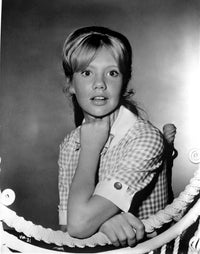 Hayley Mills photo print in a printed blouse, showcasing classic cinema charm.