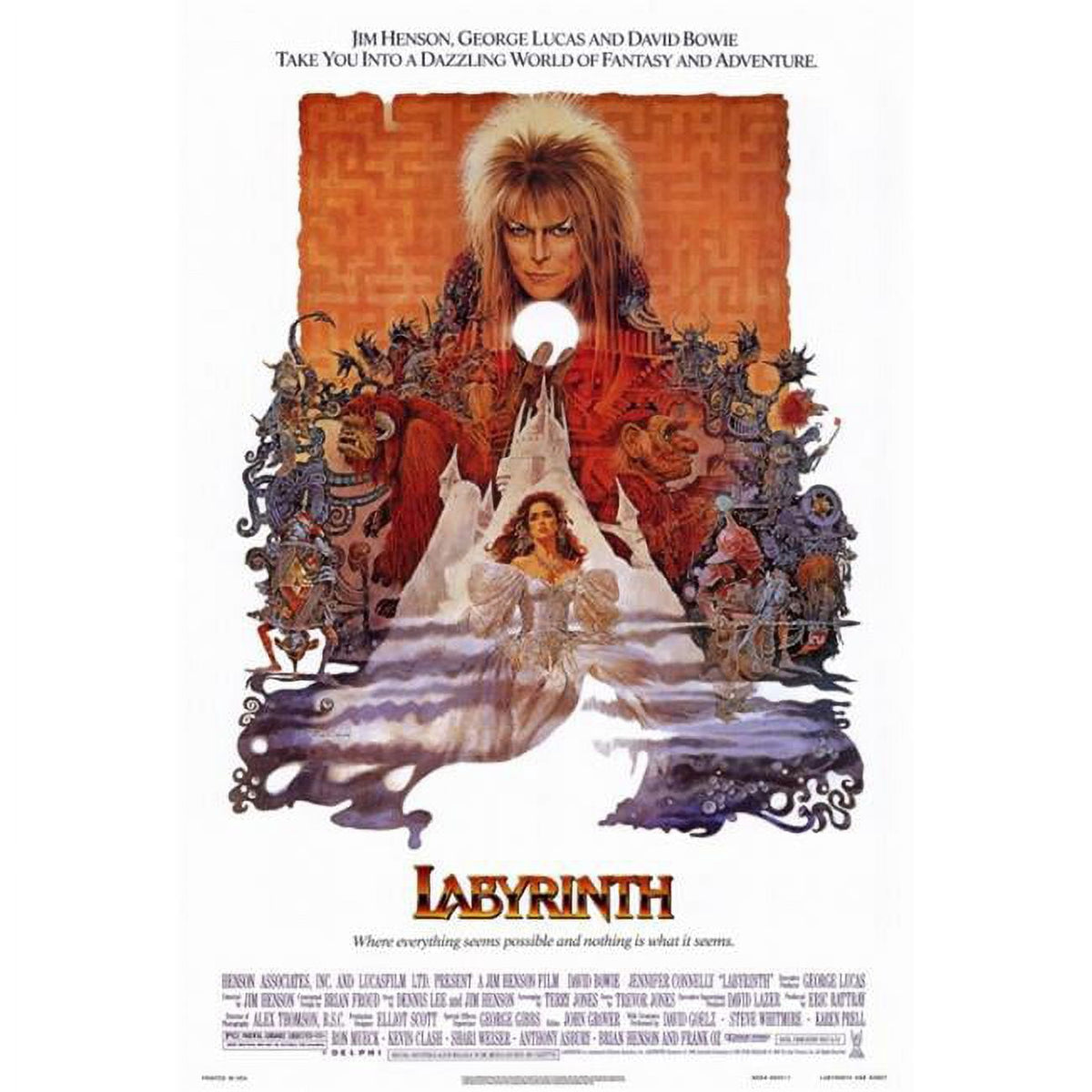 Labyrinth Movie Poster Print 27x40 featuring iconic characters.