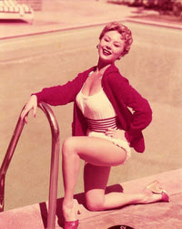 Mitzi Gaynor Kneeling Poolside Photo Print - Vintage Hollywood Art