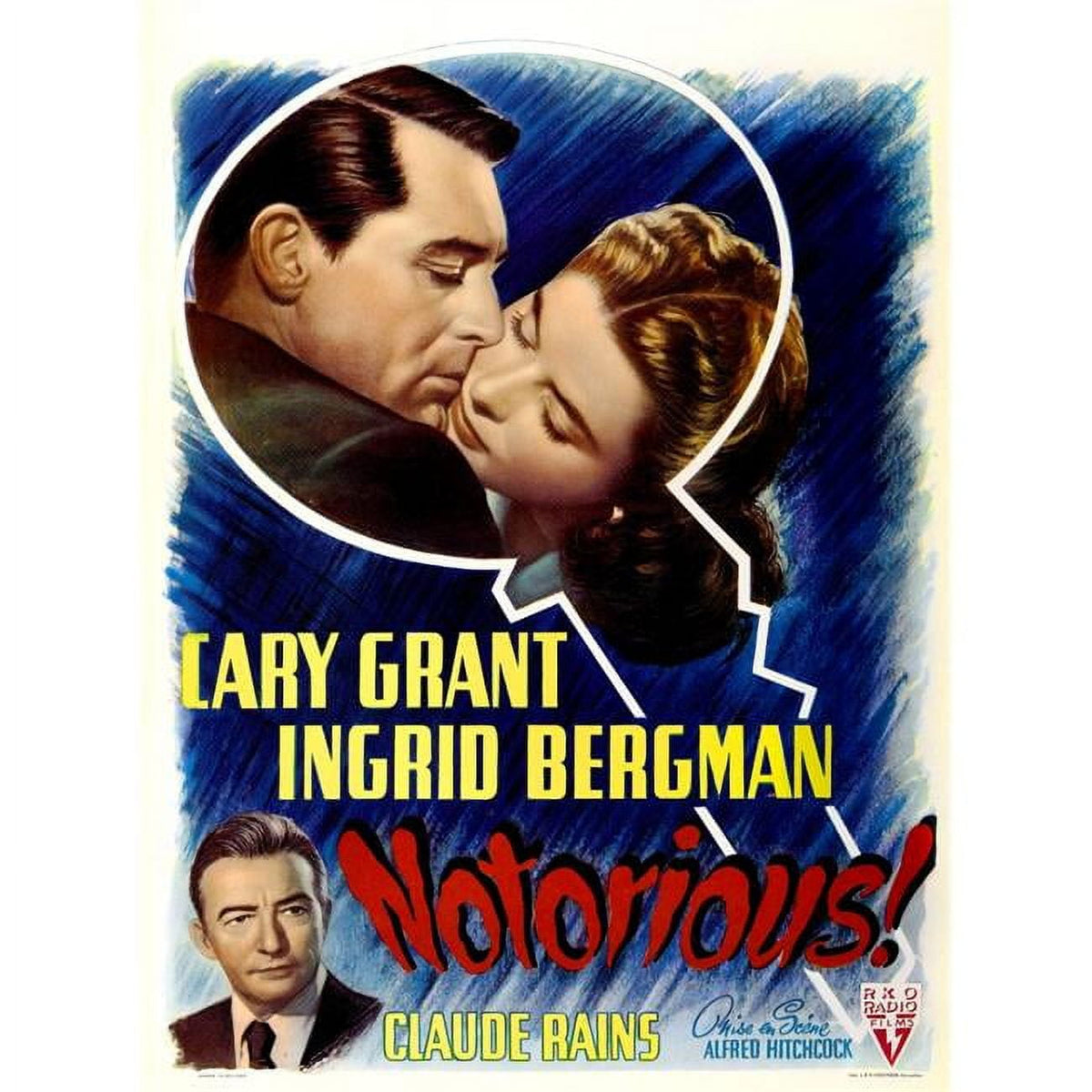 Notorious movie poster print featuring Cary Grant and Ingrid Bergman