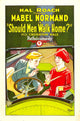Should Men Walk Home From Left 1927 movie poster featuring Creighton Hale and Mabel Normand.
