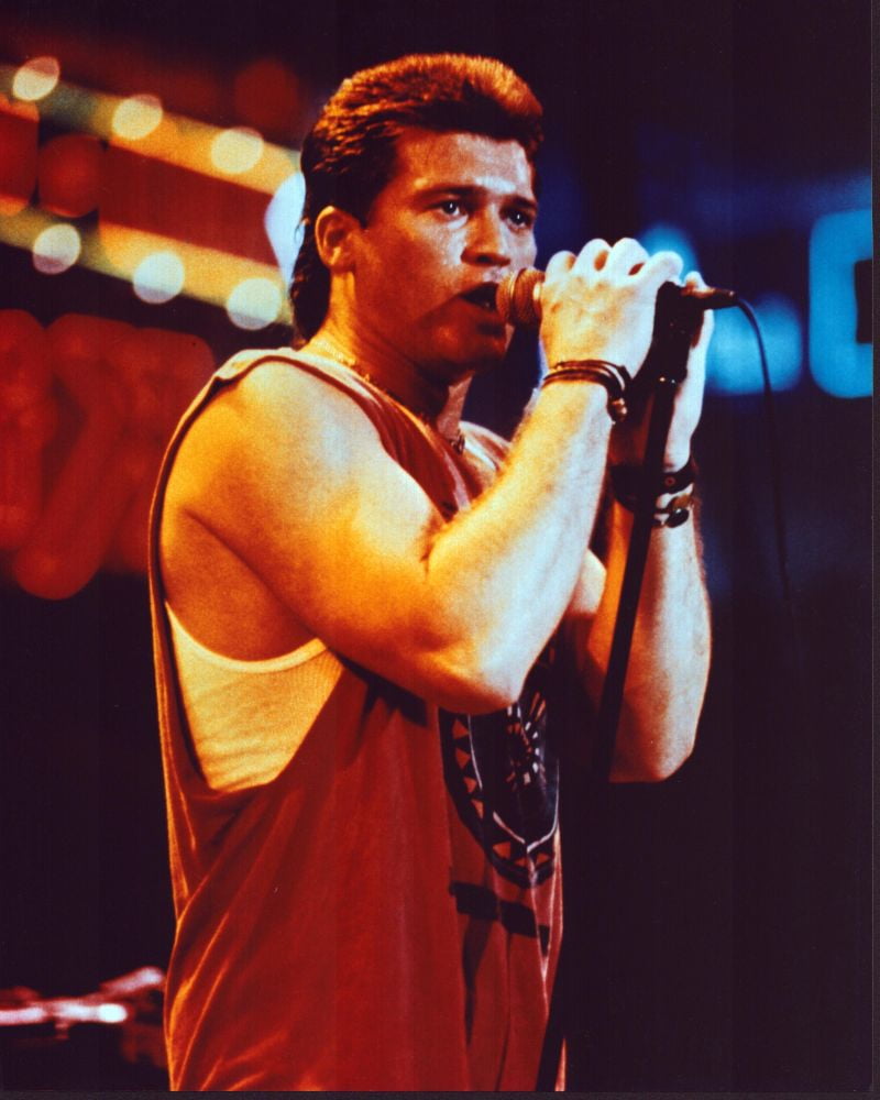 Billy Ray Cyrus photo print in red tank top, available in multiple sizes.