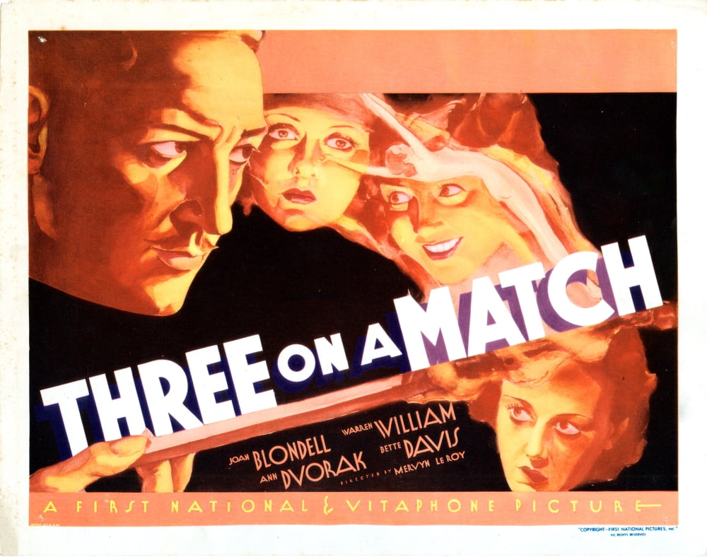 Three On A Match Movie Masterprint Poster featuring Warren William, Joan Blondell, Bette Davis, and Ann Dvorak.