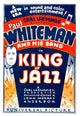 King of Jazz movie poster featuring Paul Whiteman window card from 1930, vintage film art.