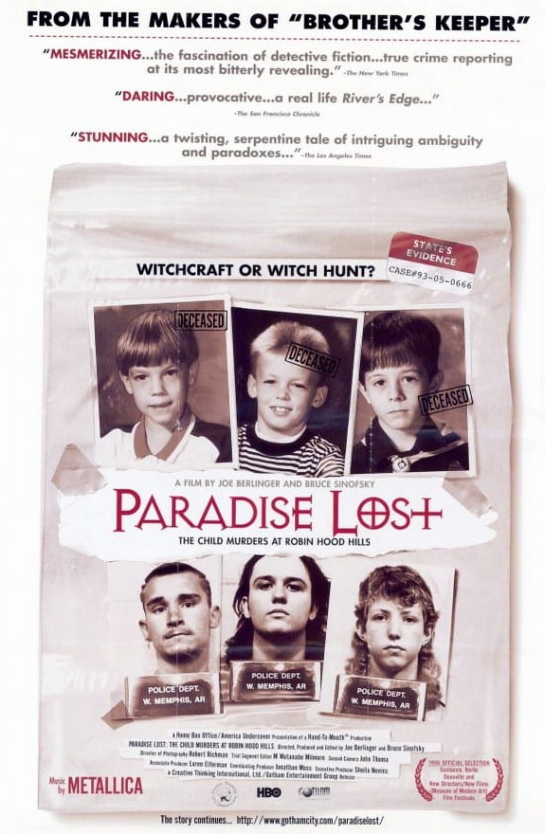 Paradise Lost The Child Murders at Robin Hood Hills movie poster 11x17