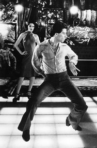 Saturday Night Fever Photo Print showcasing iconic dance scene.