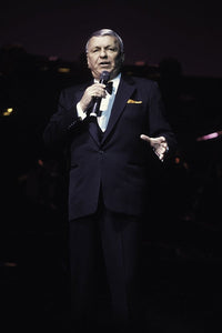Frank Sinatra performing on stage at Radio City Music Hall photo print