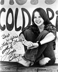 Signed portrait photo print of Linda Blair, classic cinema icon.