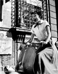 Audrey Hepburn riding a Vespa in Roman Holiday photo print.