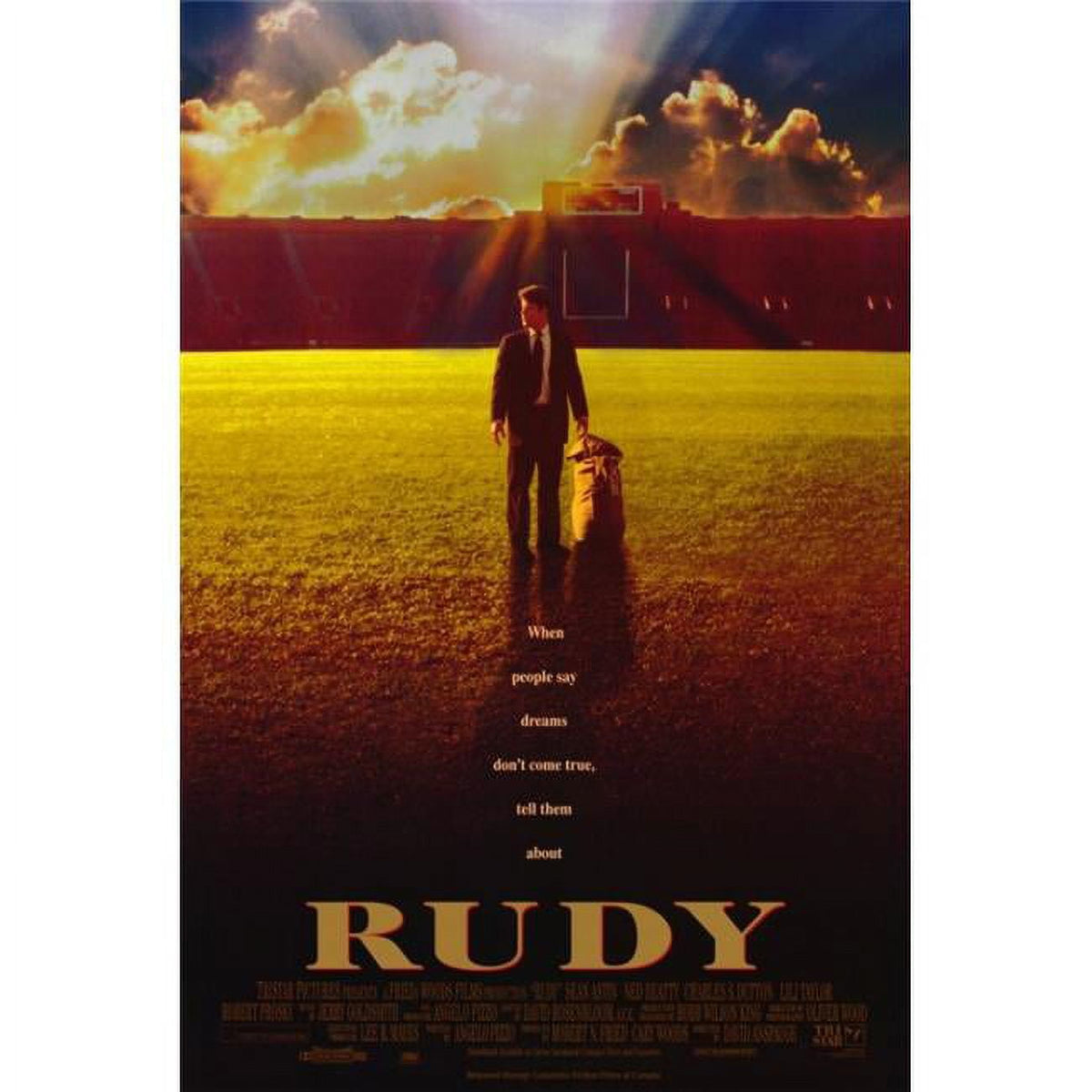 Rudy Movie Poster Print - 27x40 showcasing an inspiring sports story.