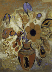 Etruscan Vase with Flowers Fine Art Print showcasing intricate details and vibrant colors.