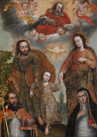 Double Trinity with Saint Augustine and Saint Catherine of Siena poster print by Cusco School.