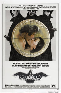 Days of the Condor movie poster print featuring Robert Redford and Faye Dunaway.