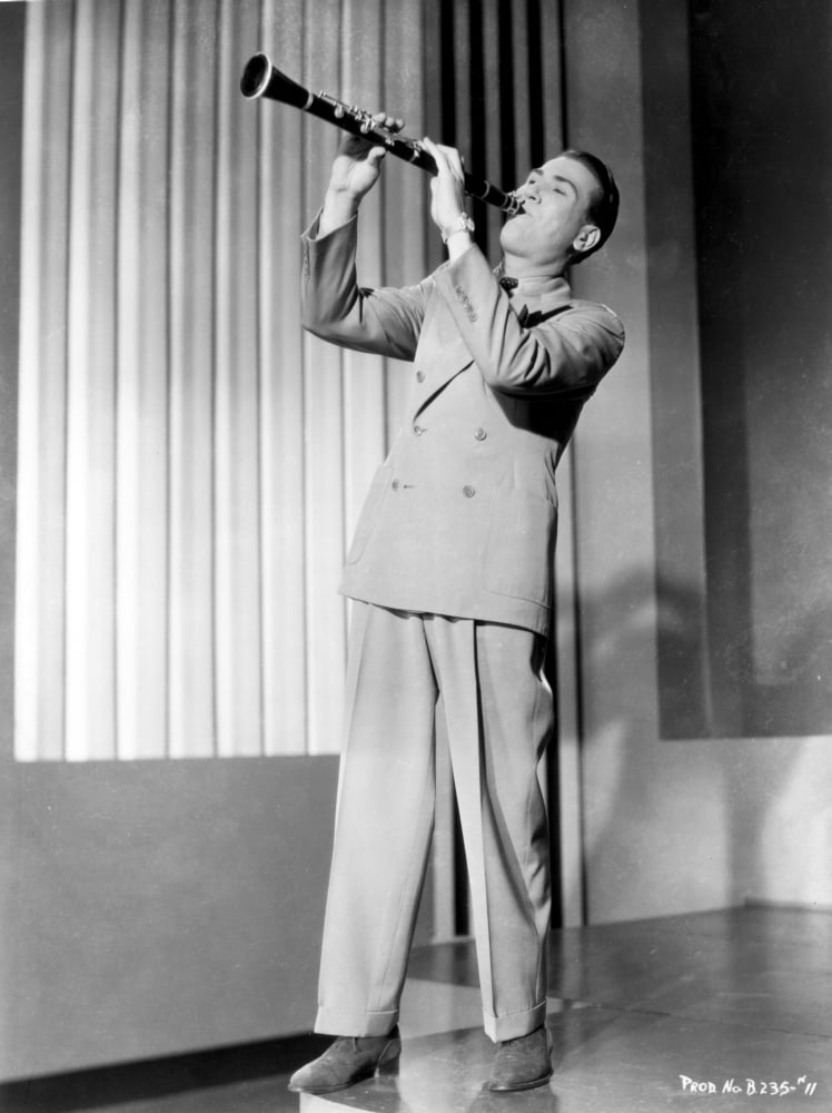 Artie Shaw portrait photo print featuring the jazz musician with trumpet.