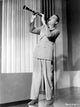 Artie Shaw portrait photo print featuring the jazz musician with trumpet.