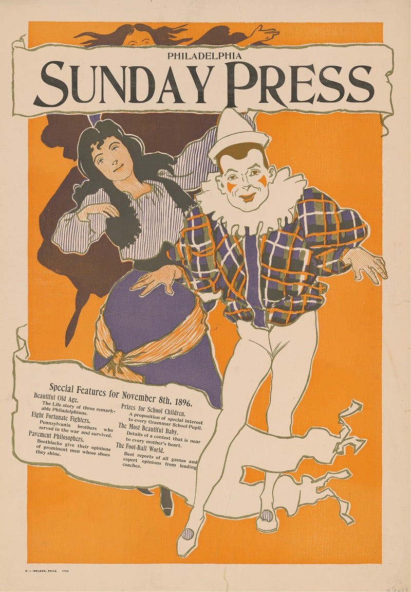 Philadelphia Sunday Press 1896 vintage poster print