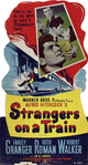 Strangers On A Train 1951 movie masterprint poster featuring Robert Walker, Ruth Roman, and Farley Granger.