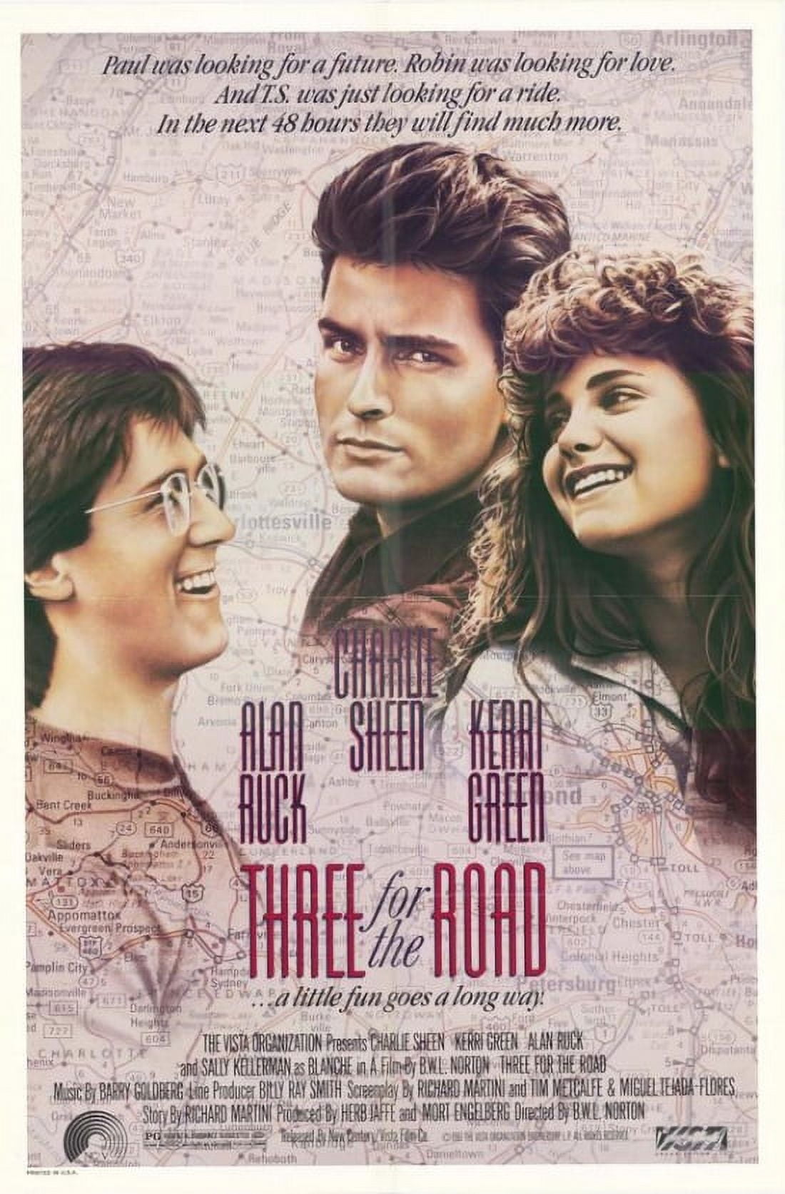 Three for the Road Movie Poster 11x17 showcasing vibrant colors and classic cinema imagery.