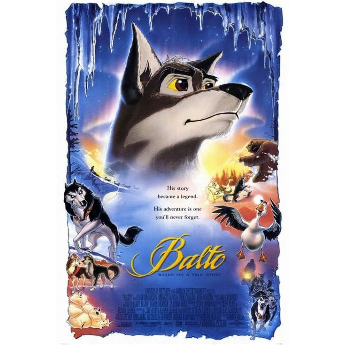 Balto movie poster print featuring vibrant colors and dynamic imagery.