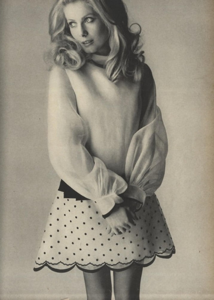 Catherine Deneuve in a polka dot skirt photo print