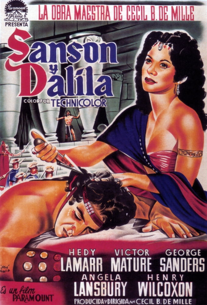 Samson and Delilah 1949 movie masterprint poster featuring Victor Mature and Hedy Lamarr.