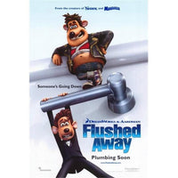 Flushed Away movie poster featuring vibrant animation characters.