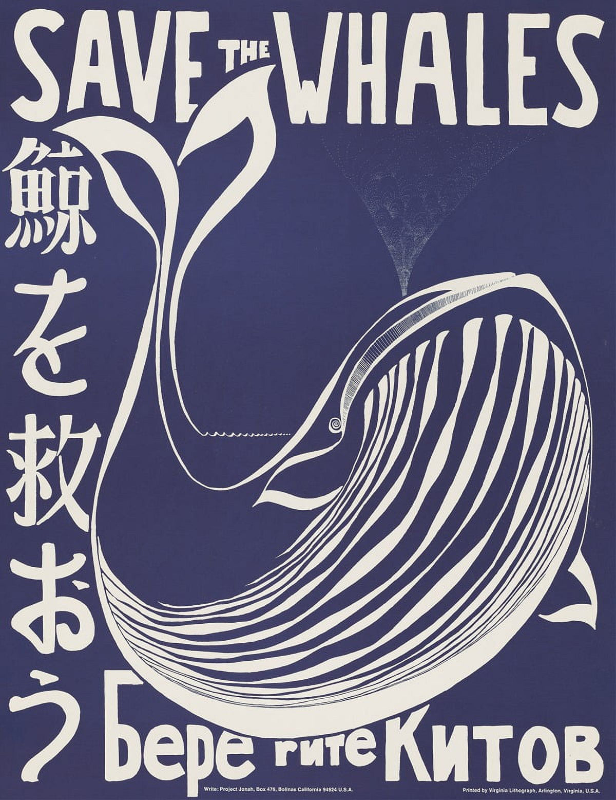 Save the Whales 1973 Poster Print by Vint Lawrence - Marine Life Art