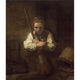 A Girl With A Broom Poster Print, whimsical decor art.