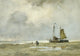 Beached Boat Poster Print by Johan Hendrik Weissenbruch - Dutch Watercolor Painting